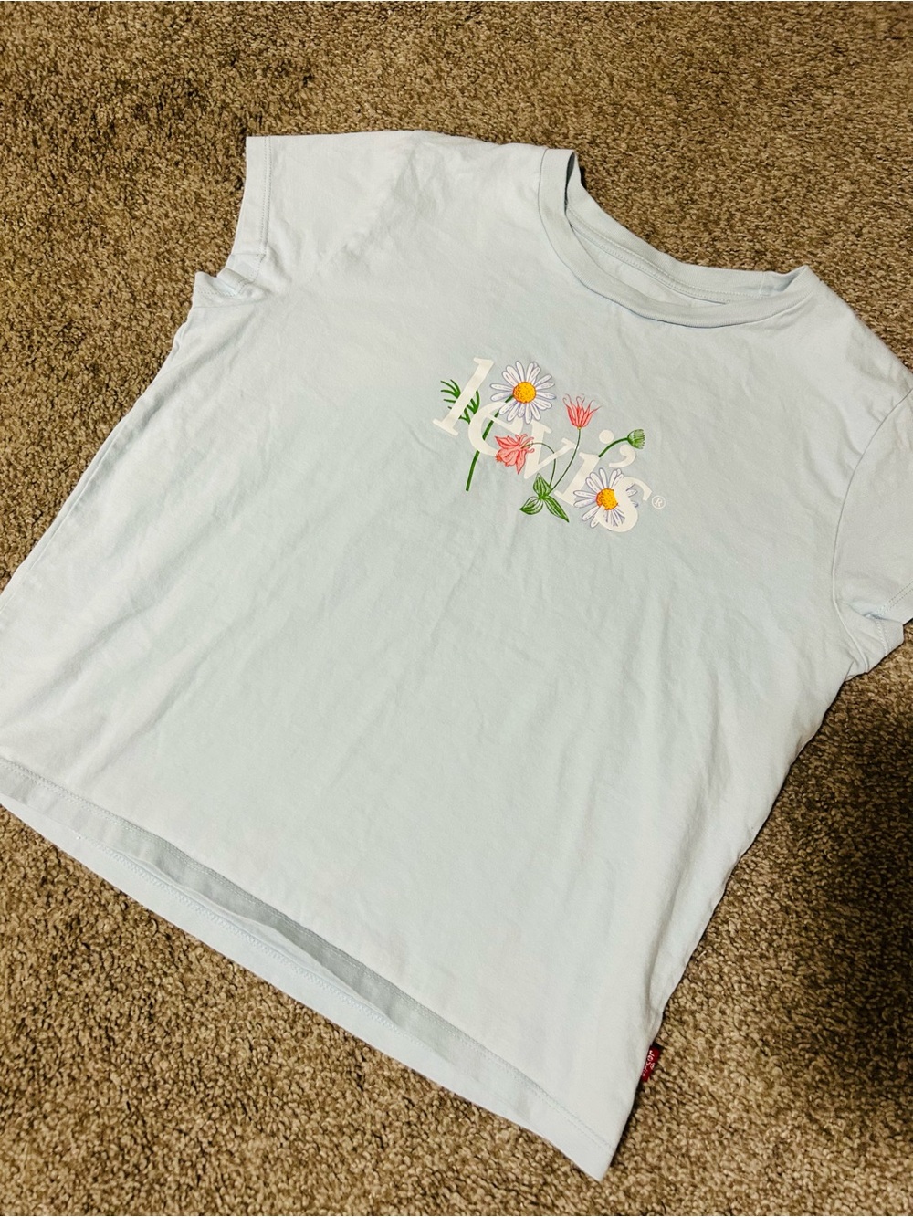 Levi's Light Blue Short Sleeve Tee with Floral Logo